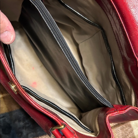 Red Leather Handbag Vintage - Picture 6 of 12